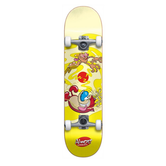 Patineta-Completa-Almost-Skateboards-Ren-&-Stimpy-Drain-FP-Yellow-8.0”